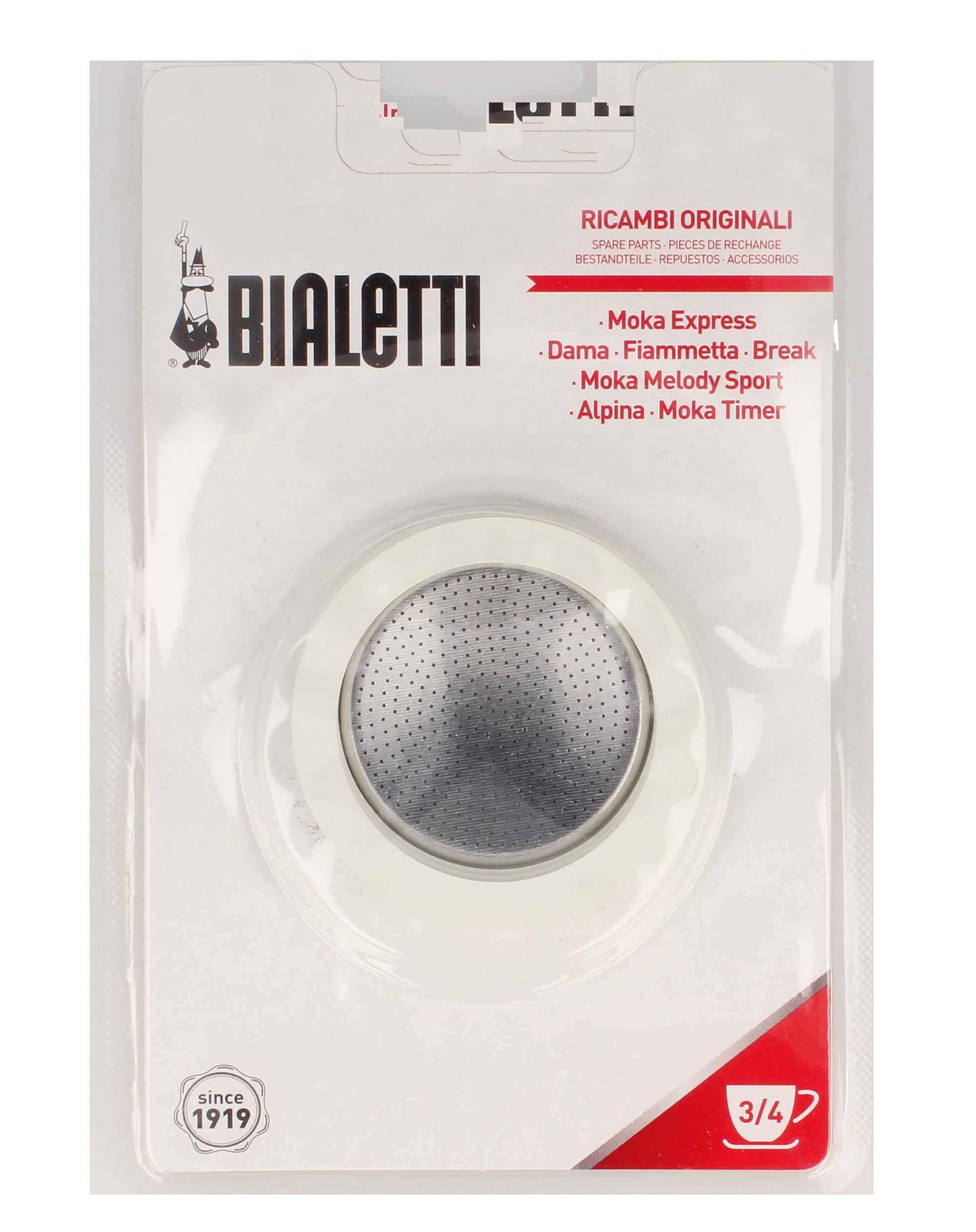 Bialetti - 3 seals + 1 filter screen Aluminum jugs 3/4 cups